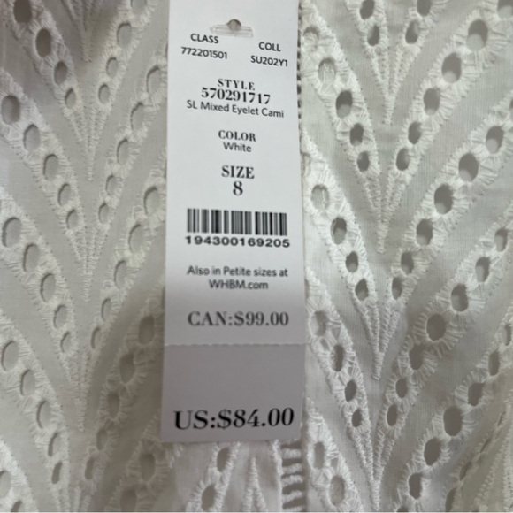 White House Black Market White Eyelet Peplum Cami Size 8 NWT - Picture 7 of 13